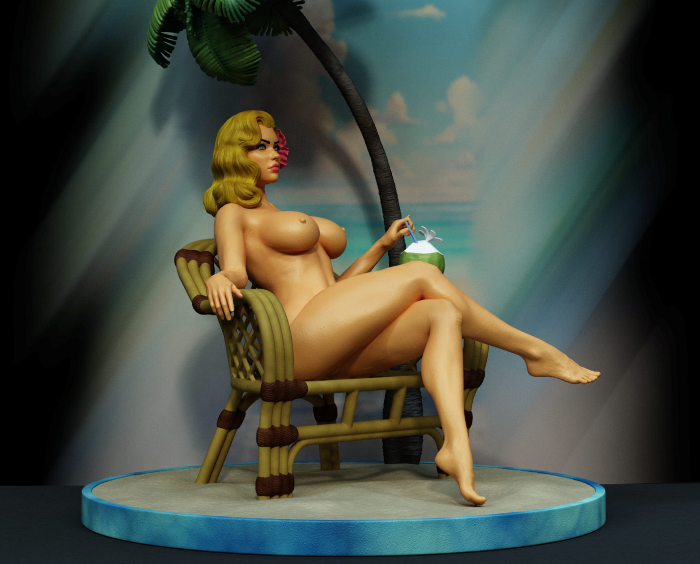1217 Hawaii pin-up girl NSFW - STL 3D Print Files