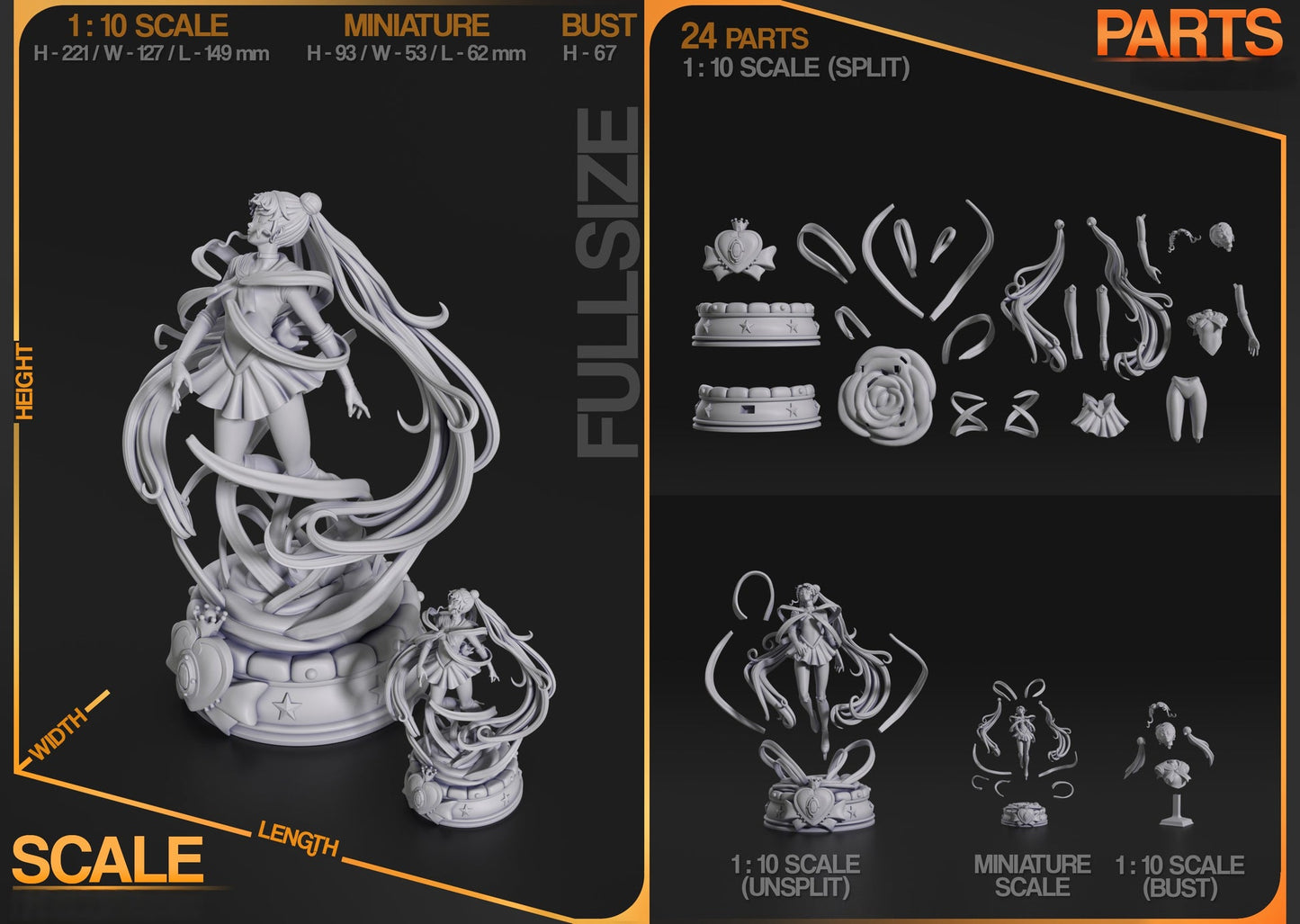 0790 Sailor Moon - Usagi Tsukino (2693) - STL 3D Print Files