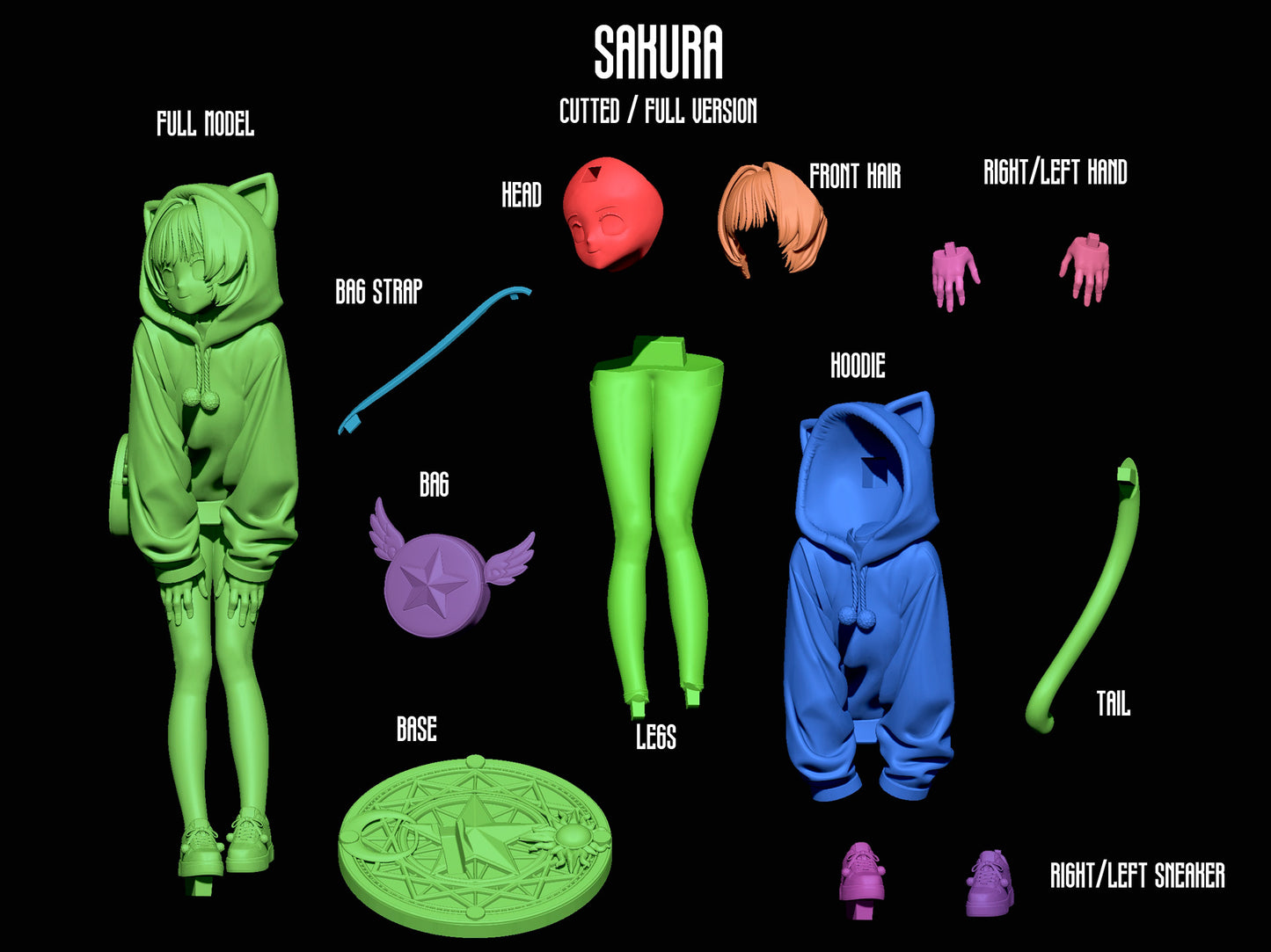 1166 Anime Girls_Sakura - STL 3D Print Files