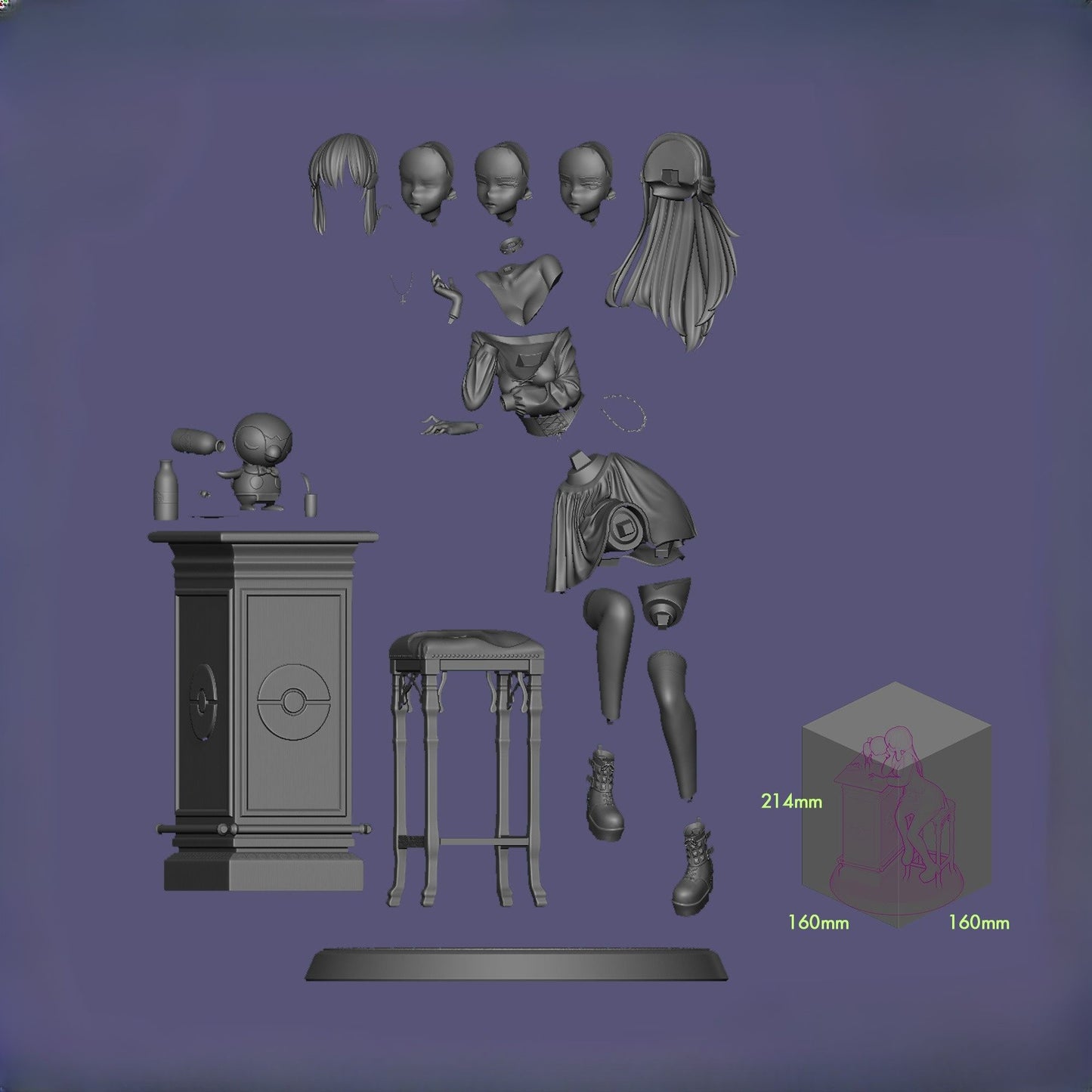 0199 Dawn Goth_Pokemon - STL 3D Print Files