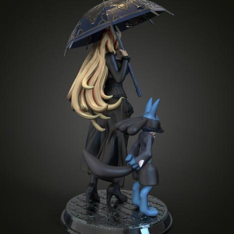 0290 Cynthia_and_Lucario_Pokemon - STL 3D Print Files