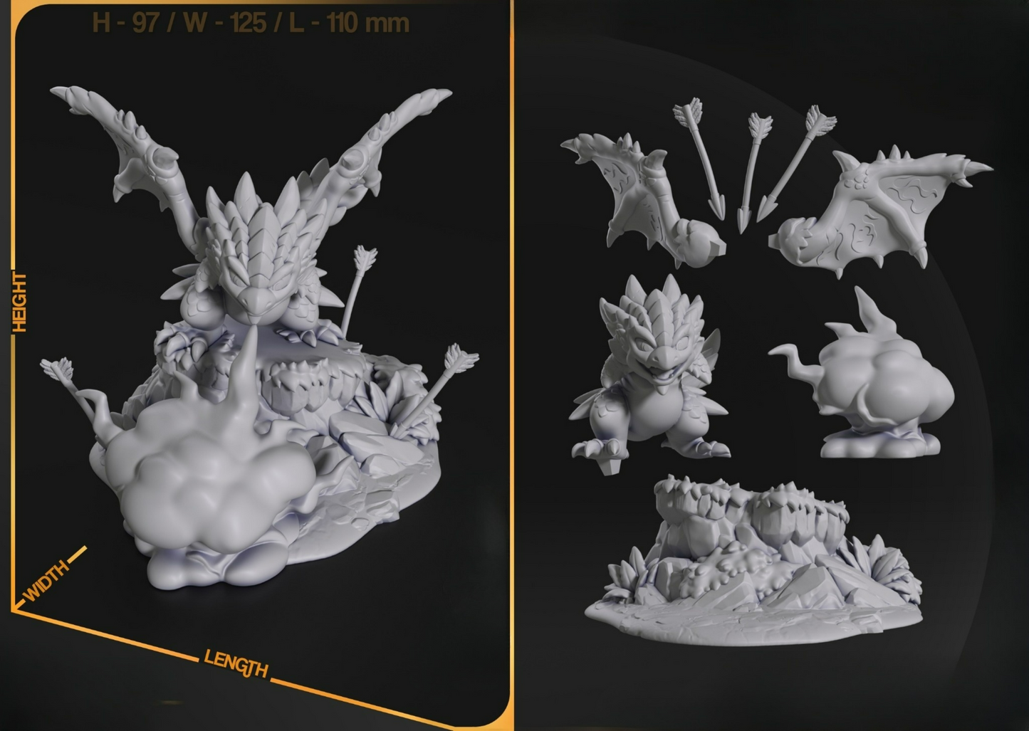 0055 Rathalos from Monster Hunter World - STL 3D Print Files