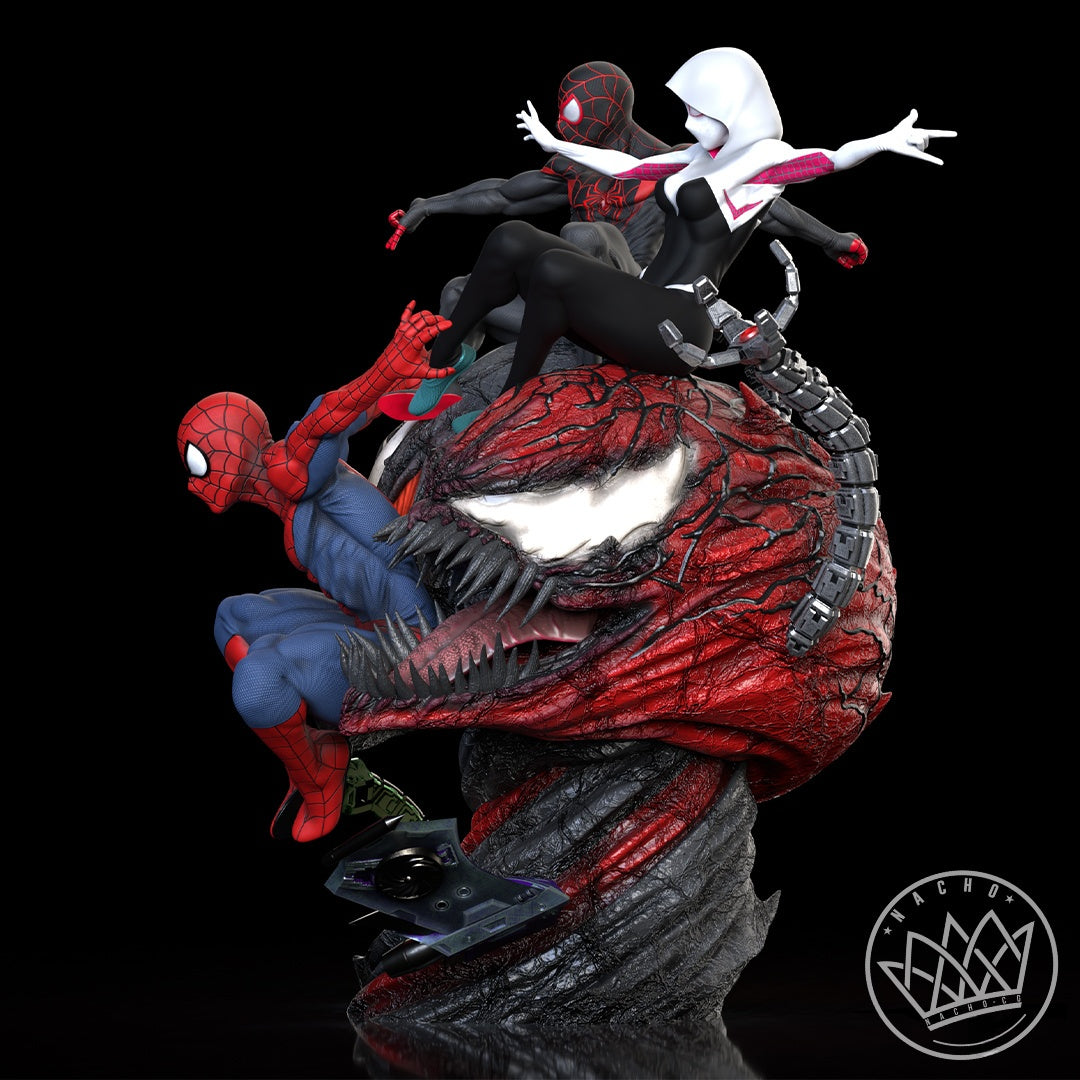 1807 Spiderverse_Peter,Miles and Gwen vs Symbiotes - STL 3D Print Files