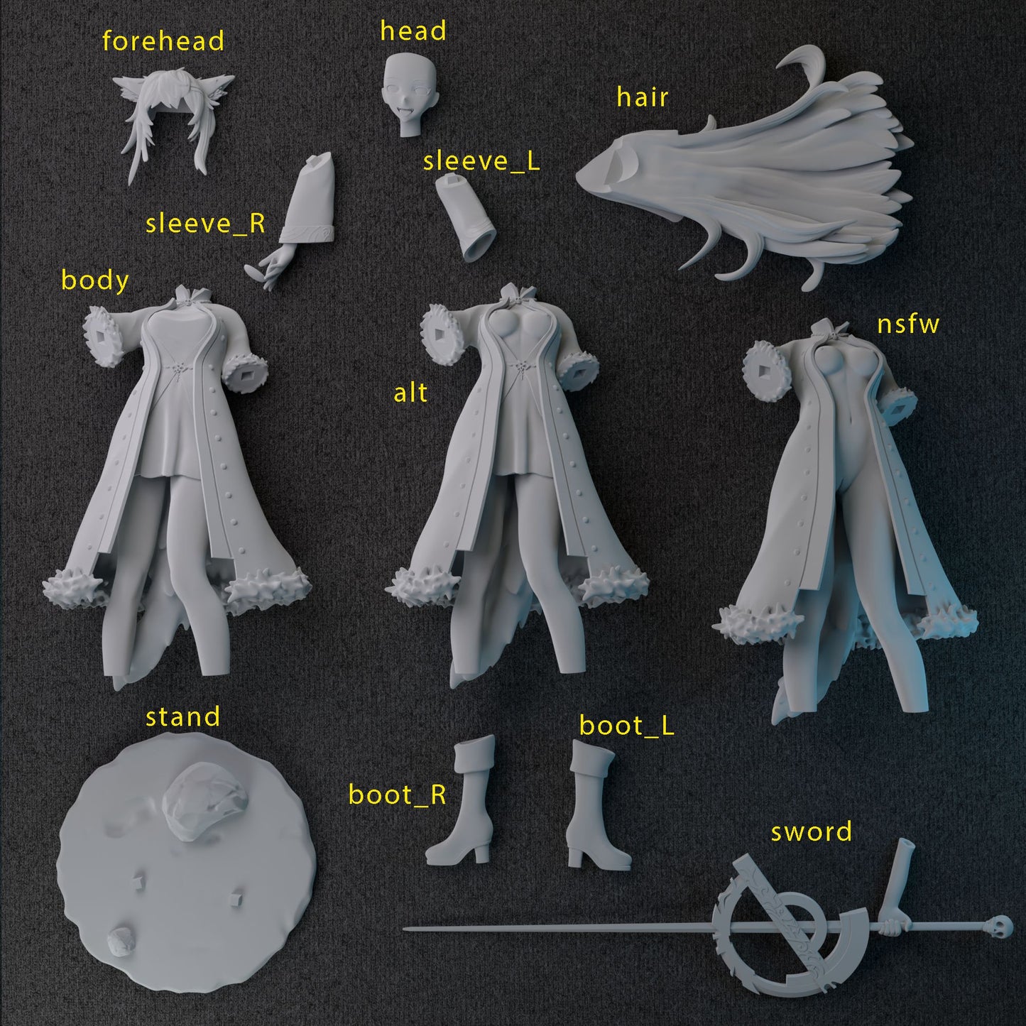 0323 White Wolf Girl NSFW - STL 3D Print Files