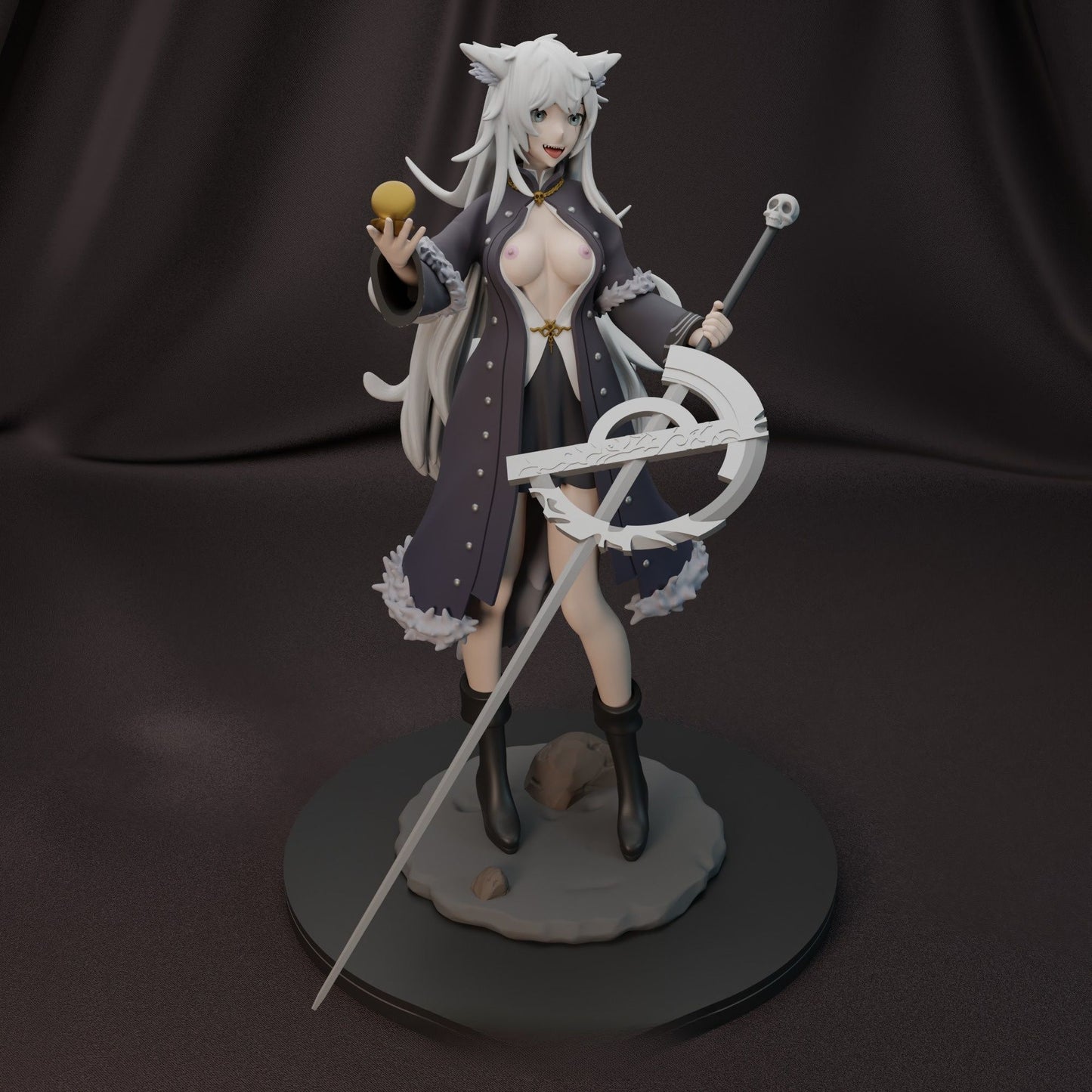 0323 White Wolf Girl NSFW - STL 3D Print Files