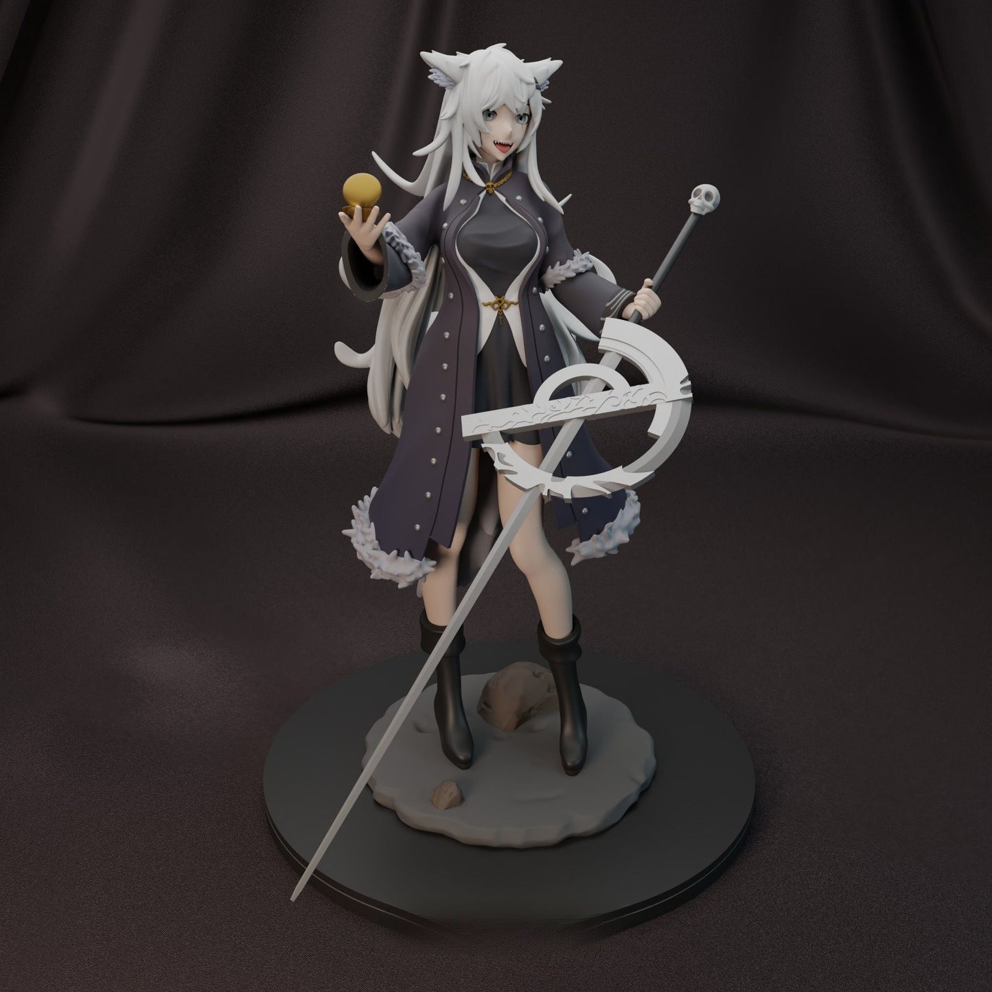 0323 White Wolf Girl NSFW - STL 3D Print Files