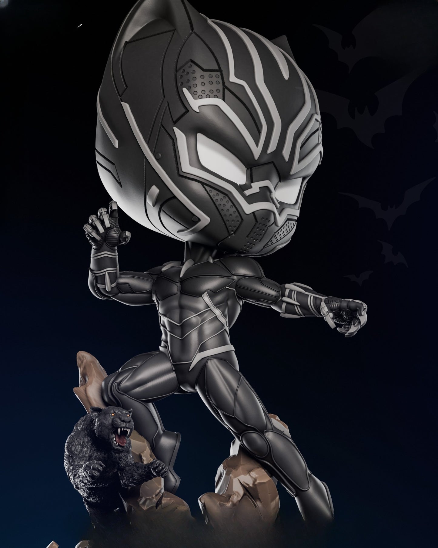 0602 Black Panther Chibi - STL 3D Print Files