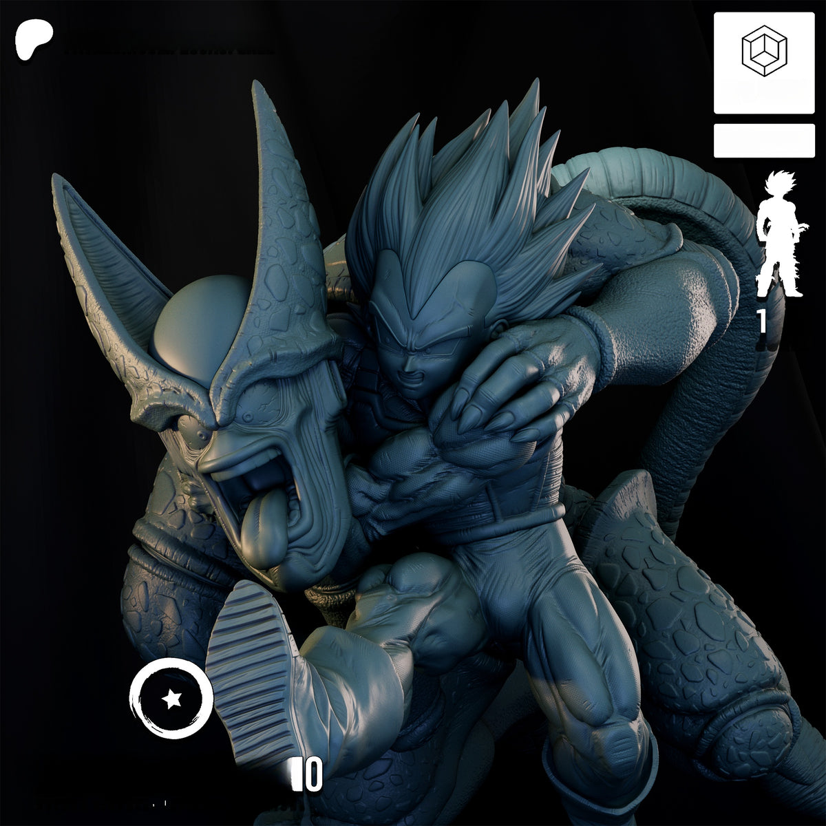 1764 Vegeta vs Cell_Dragon Ball Z - STL 3D Print Files