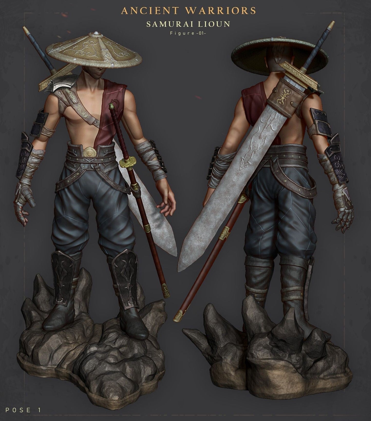 0678 Ancient Warriors with Dragon - STL 3D Print Files