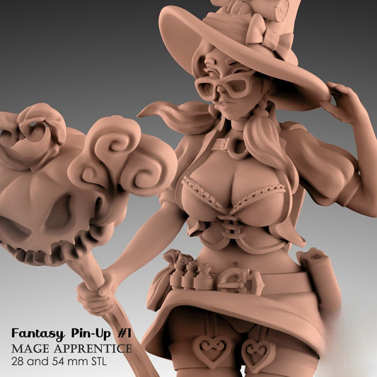 1219 Mage Apprentice_Fantasy Pin-up - STL 3D Print Files