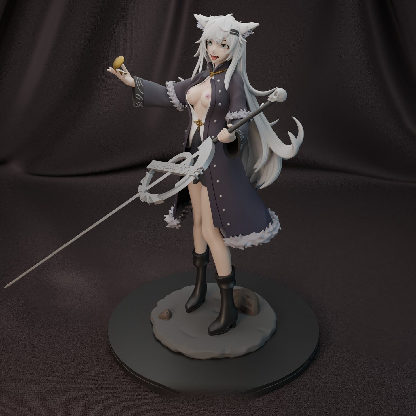 0323 White Wolf Girl NSFW - STL 3D Print Files