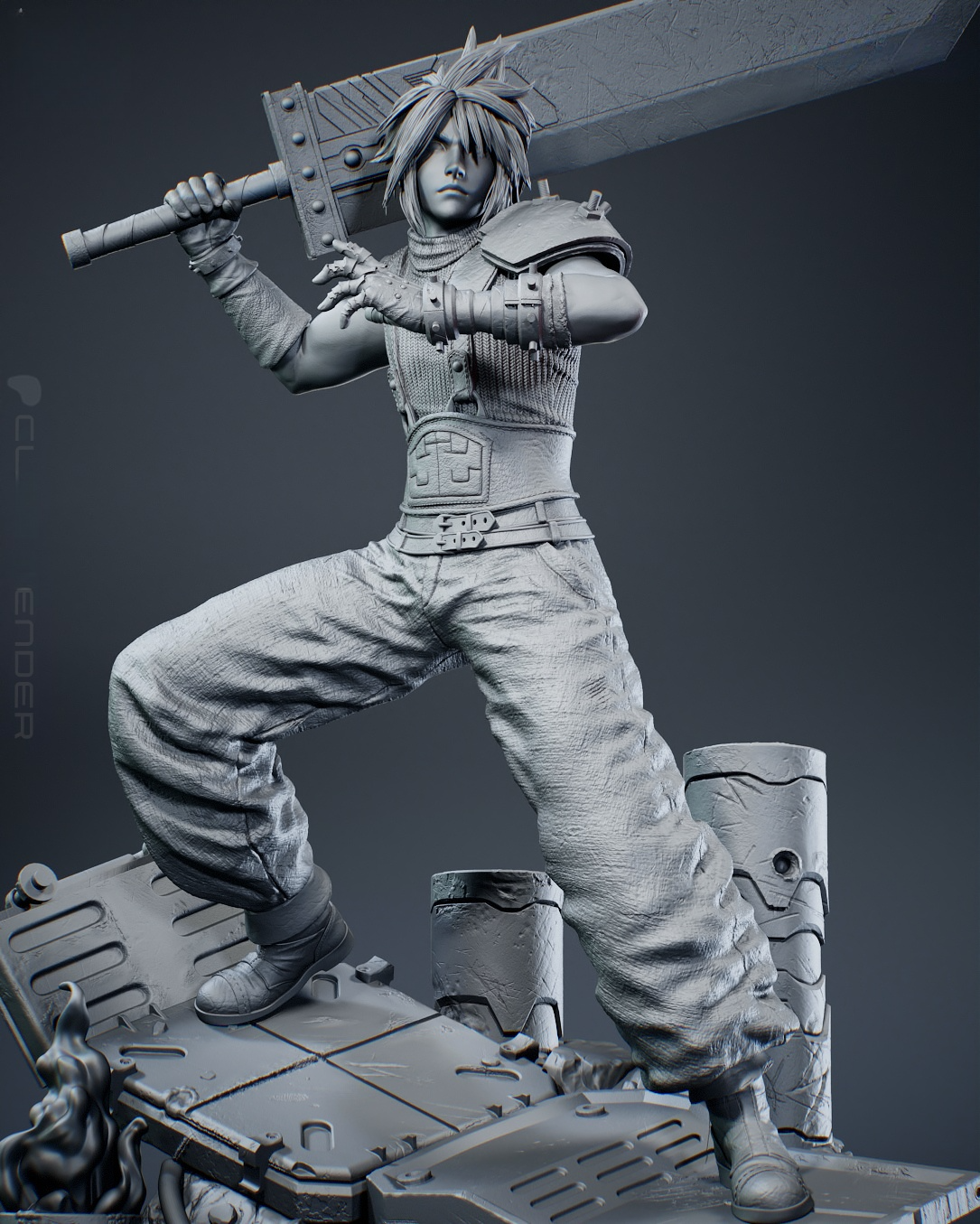 1622 Cloud Strife_Final Fantasy VII - STL 3D Print Files