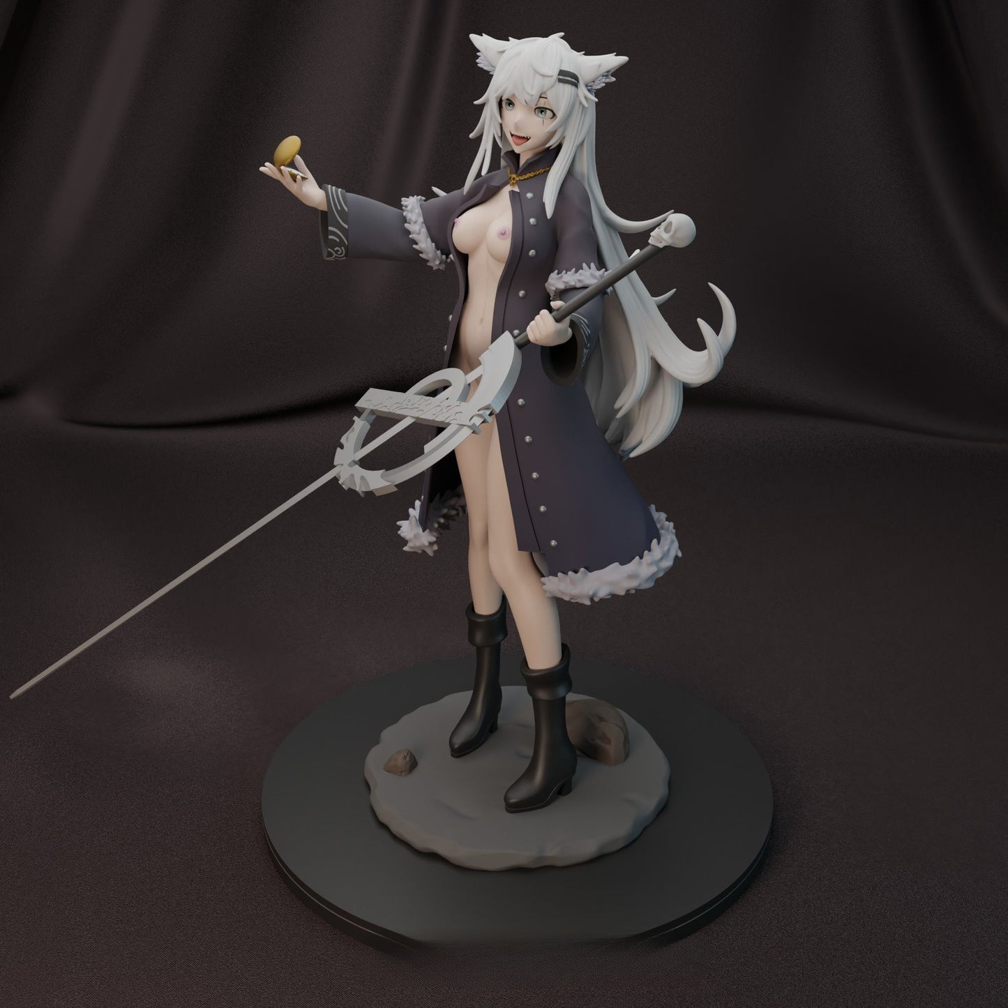 0323 White Wolf Girl NSFW - STL 3D Print Files