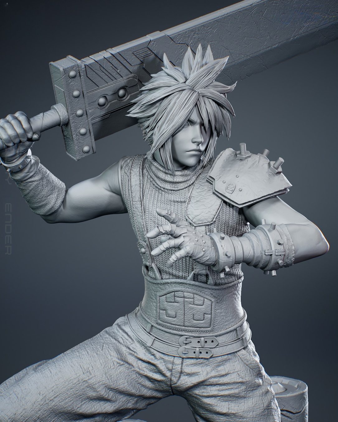 1622 Cloud Strife_Final Fantasy VII - STL 3D Print Files