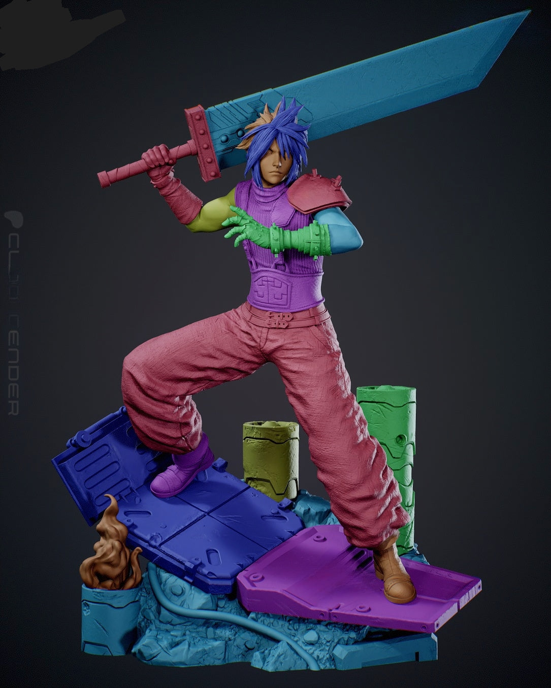 1622 Cloud Strife_Final Fantasy VII - STL 3D Print Files