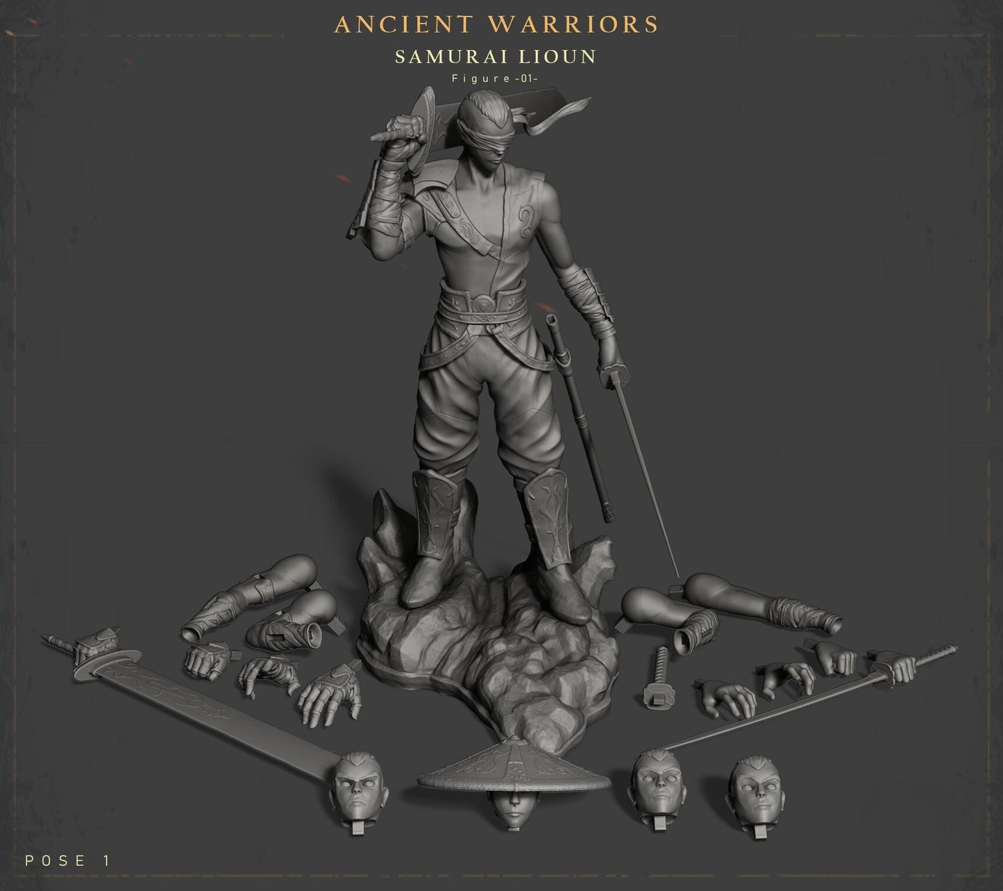 0678 Ancient Warriors with Dragon - STL 3D Print Files