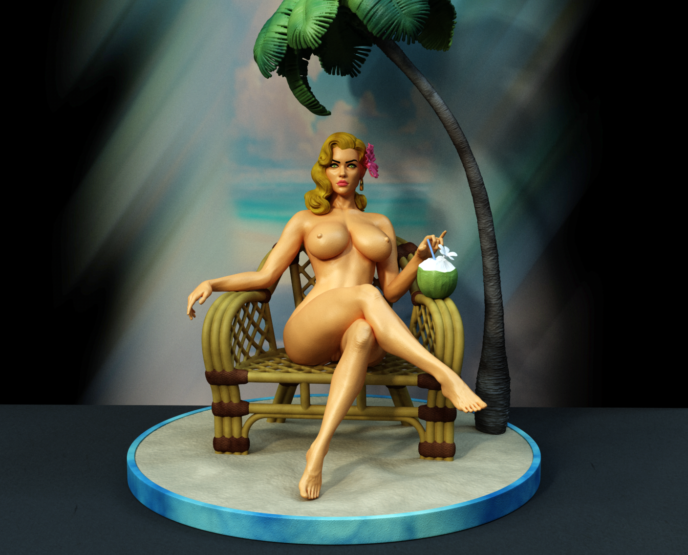 1217 Hawaii pin-up girl NSFW - STL 3D Print Files
