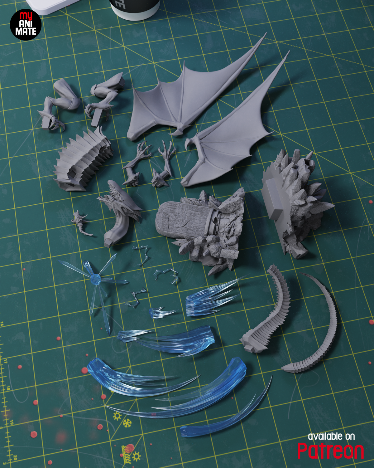 1916 Dragon Blanco de Ojos Azules - STL 3D Print Files