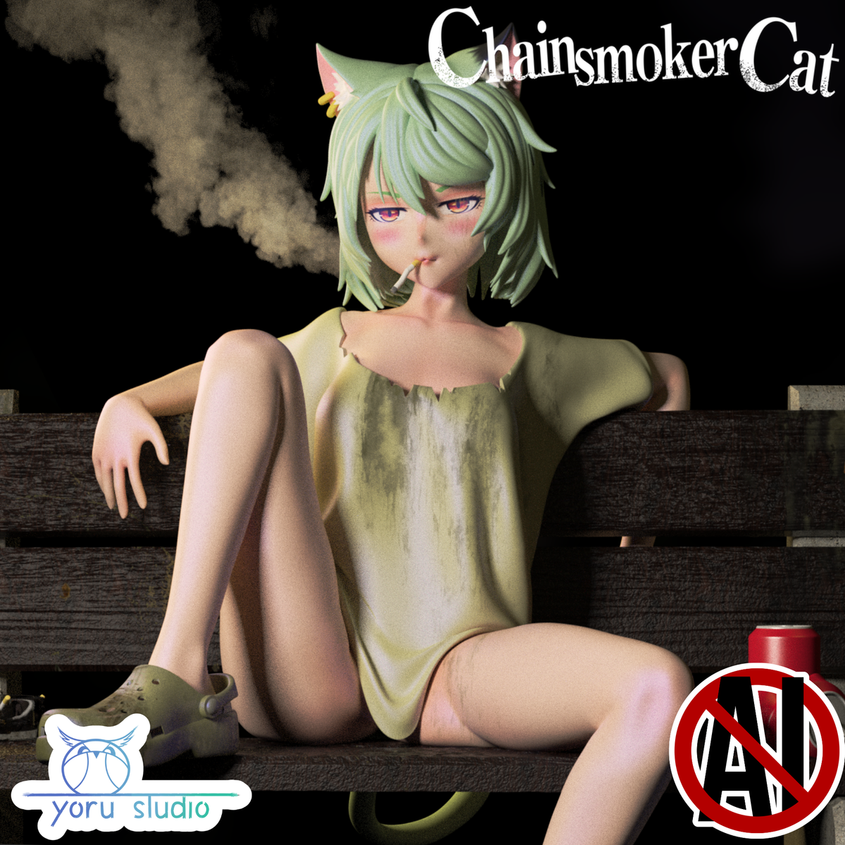 2149 Yaniko Sato_Chainsmoker Cat - STL 3D Print Files