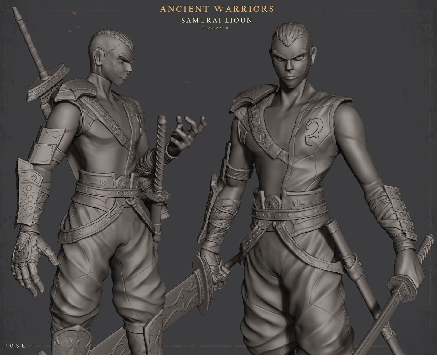 0678 Ancient Warriors with Dragon - STL 3D Print Files