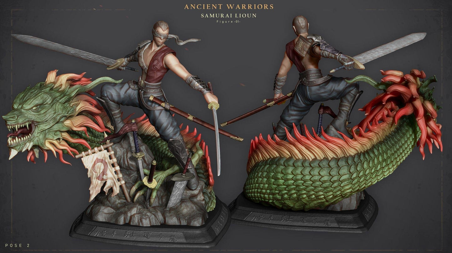 0678 Ancient Warriors with Dragon - STL 3D Print Files