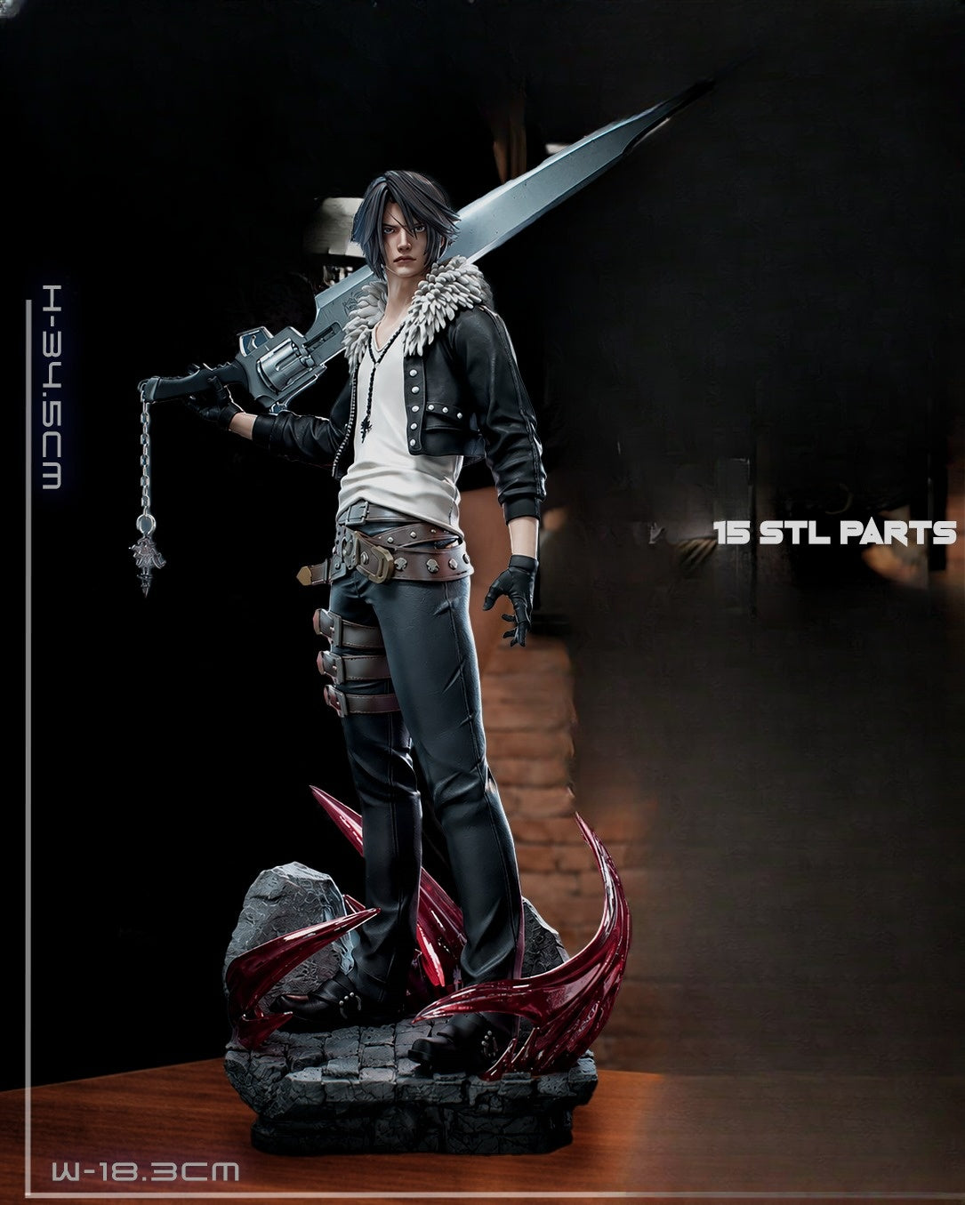 1370 Squall Leonhart_Final Fantasy VIII - STL 3D Print Files
