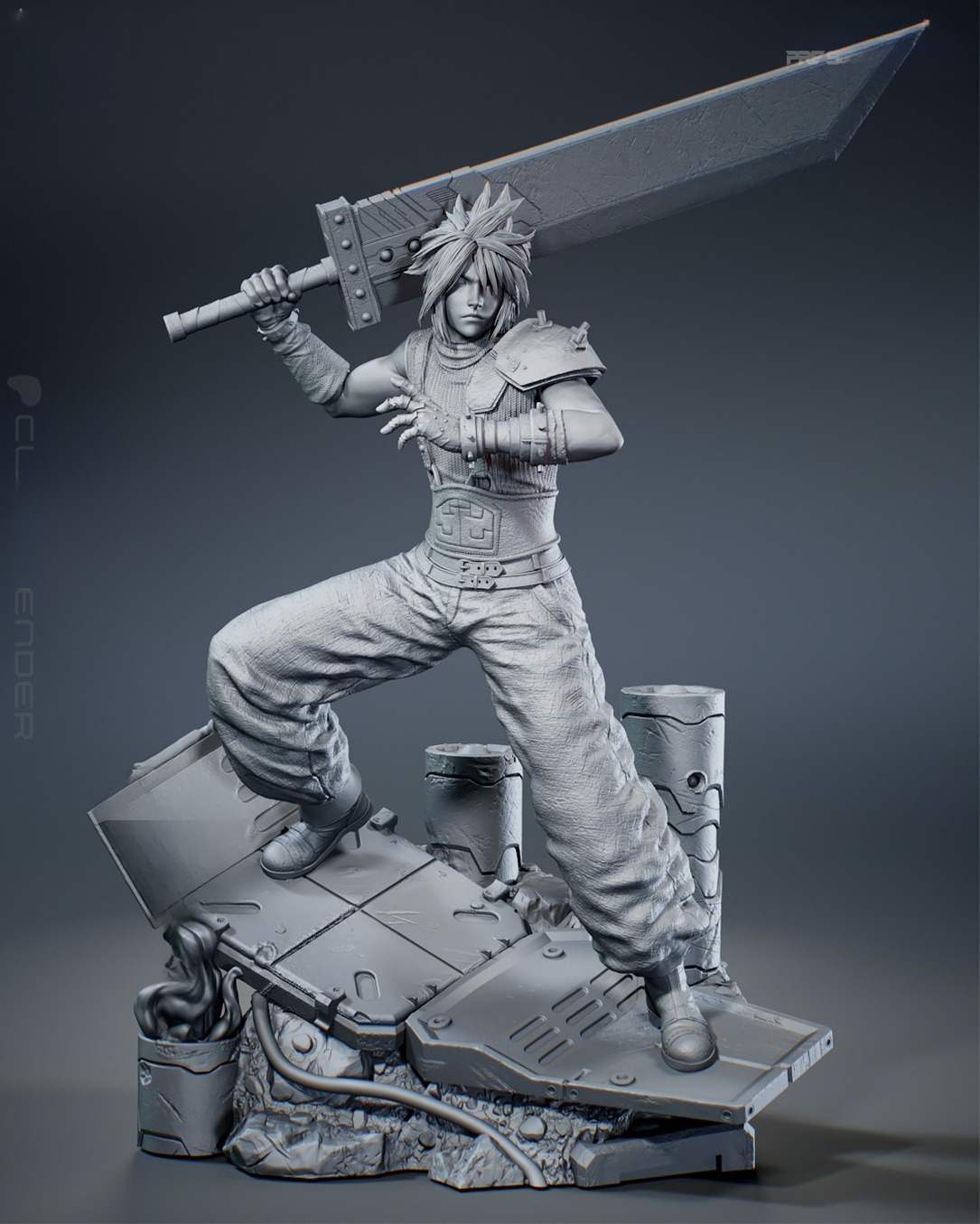 1622 Cloud Strife_Final Fantasy VII - STL 3D Print Files