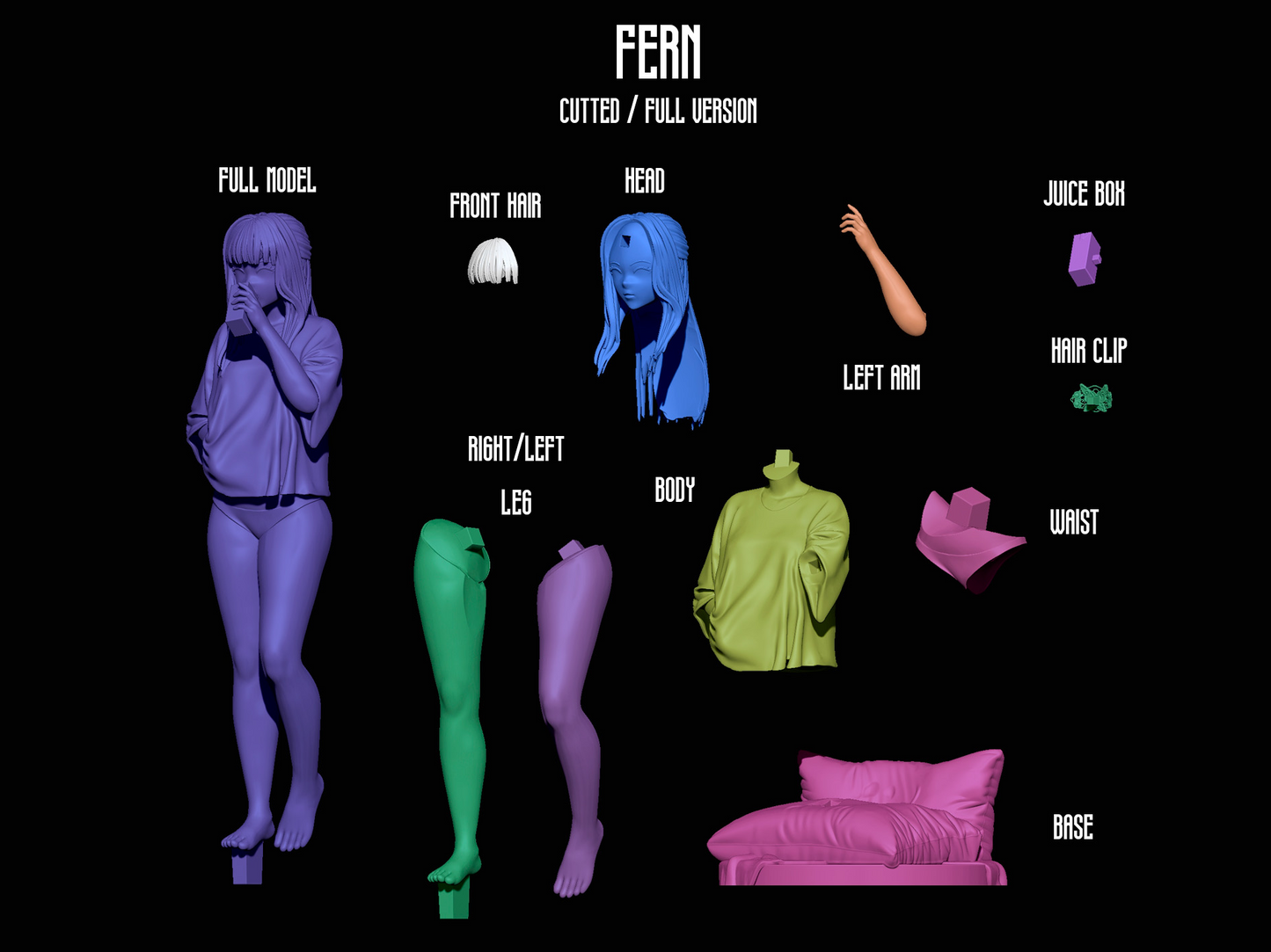 1165 Anime Girls_Fern - STL 3D Print Files