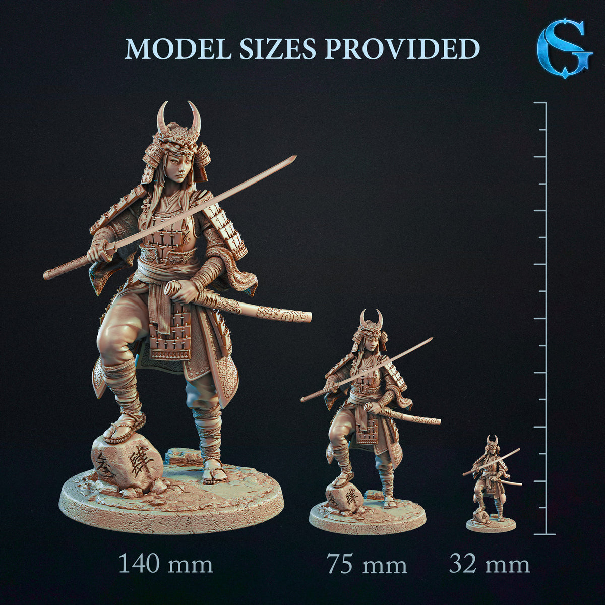 1774 Lady Aiko_Samurai Fighter Mini - STL 3D Print Files
