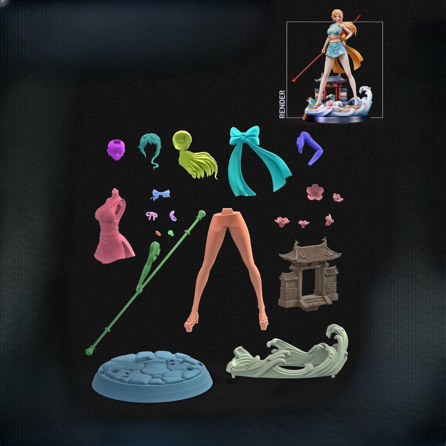 0815 One Piece_Nami - STL 3D Print Files