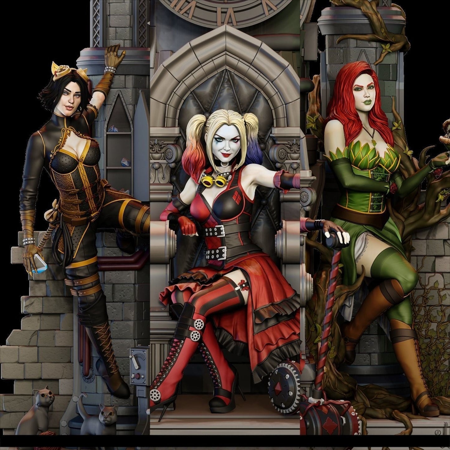 1033 Harley Quinn_Poison Ivy_Catwoman - STL 3D Print Files