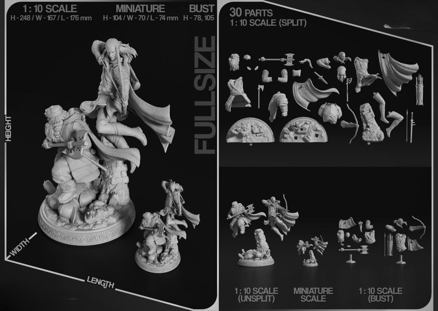 0845 Gimli and Legolas_Lord of the Rings - STL 3D Print Files