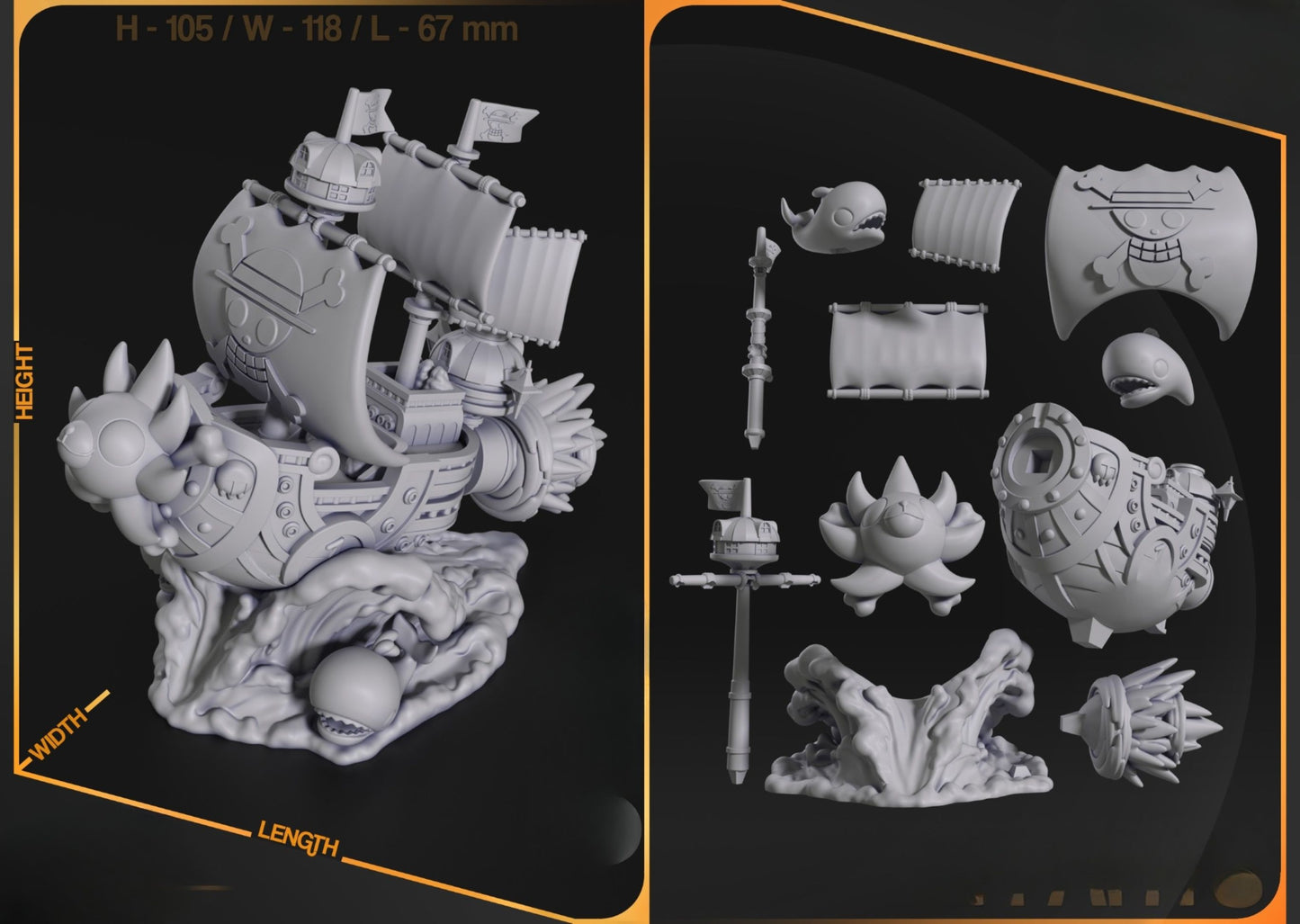 0407 Chibi Thousand Sunny_One Piece - STL 3D Print Files