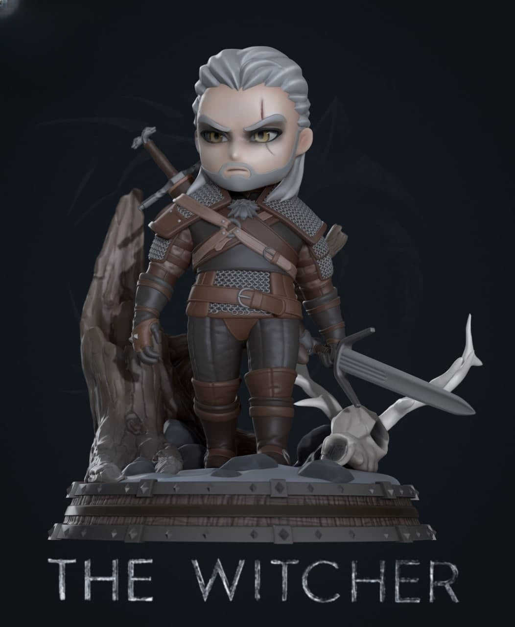 0813 The Witcher Chibi - STL 3D Print Files