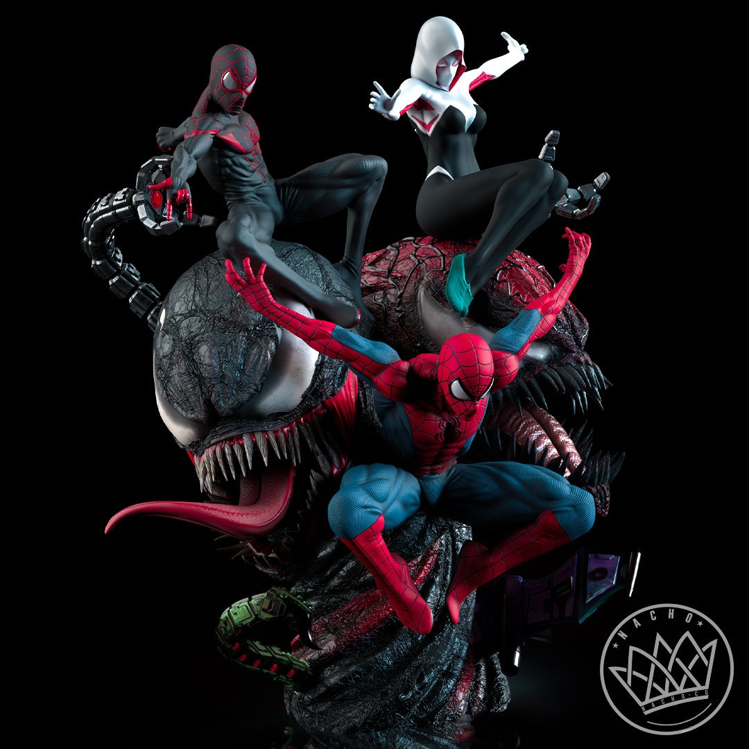1807 Spiderverse_Peter,Miles and Gwen vs Symbiotes - STL 3D Print Files