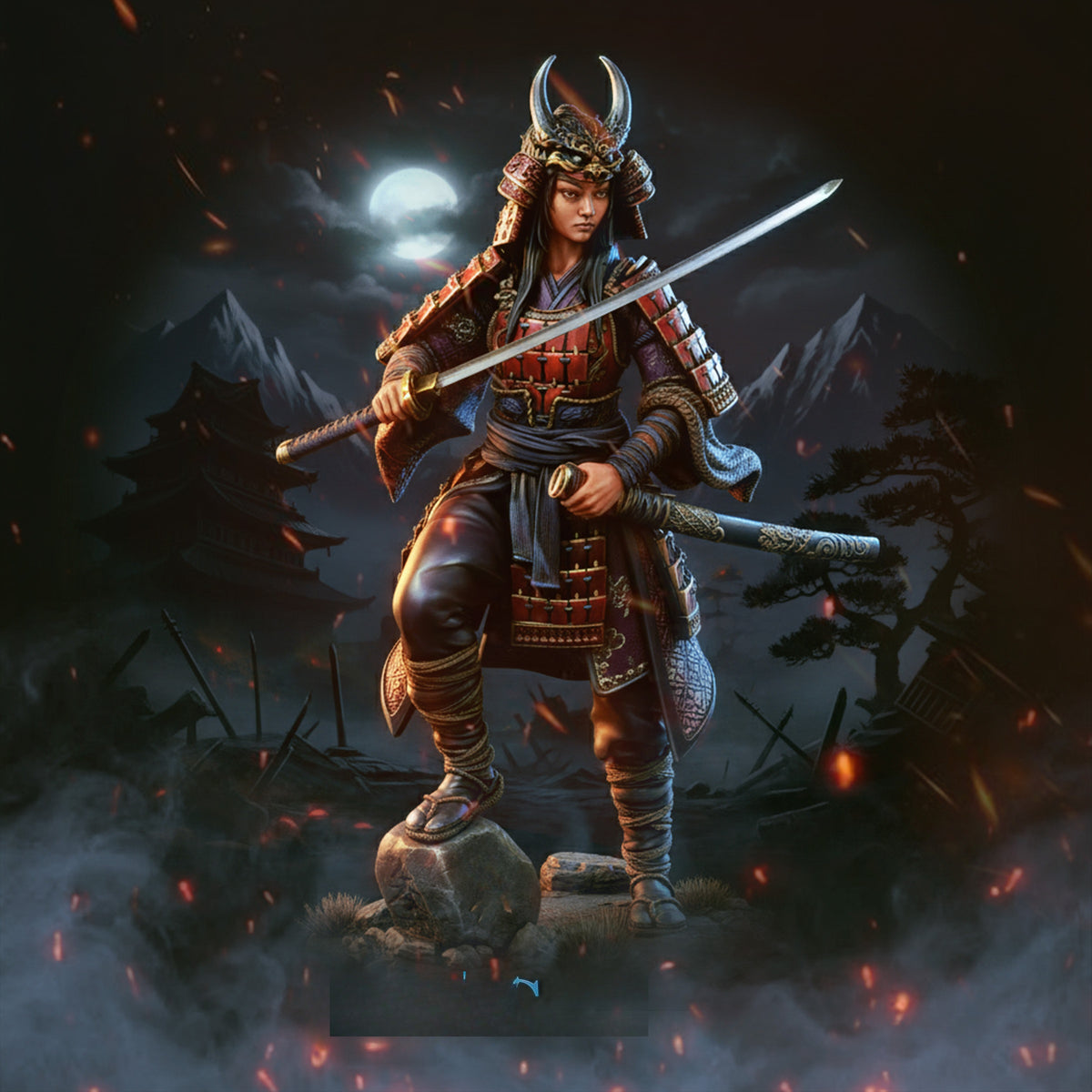 1774 Lady Aiko_Samurai Fighter Mini - STL 3D Print Files