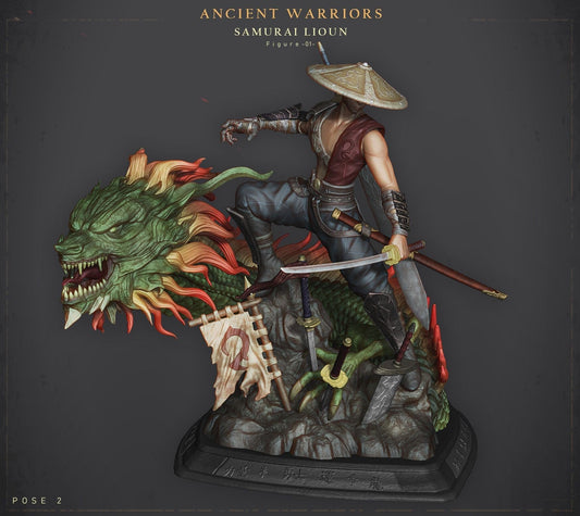 0678 Ancient Warriors with Dragon - STL 3D Print Files