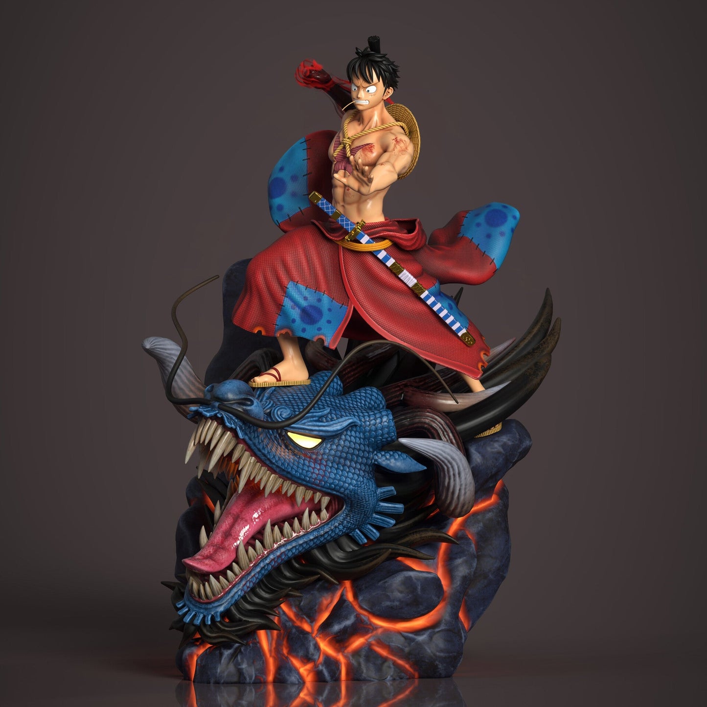 0147 Monkey D. Luffy vs Kaido - One Piece - STL 3D Print Files