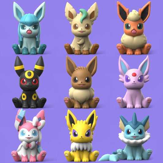 0004 Chibi Eevee Family - Pokemon - STL 3D Print Files